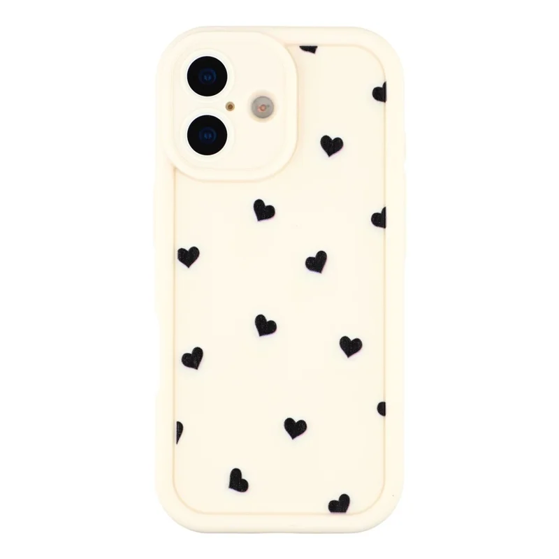For iPhone 17 Case Heart Pattern TPU Phone Cover with Stepped Edge - White