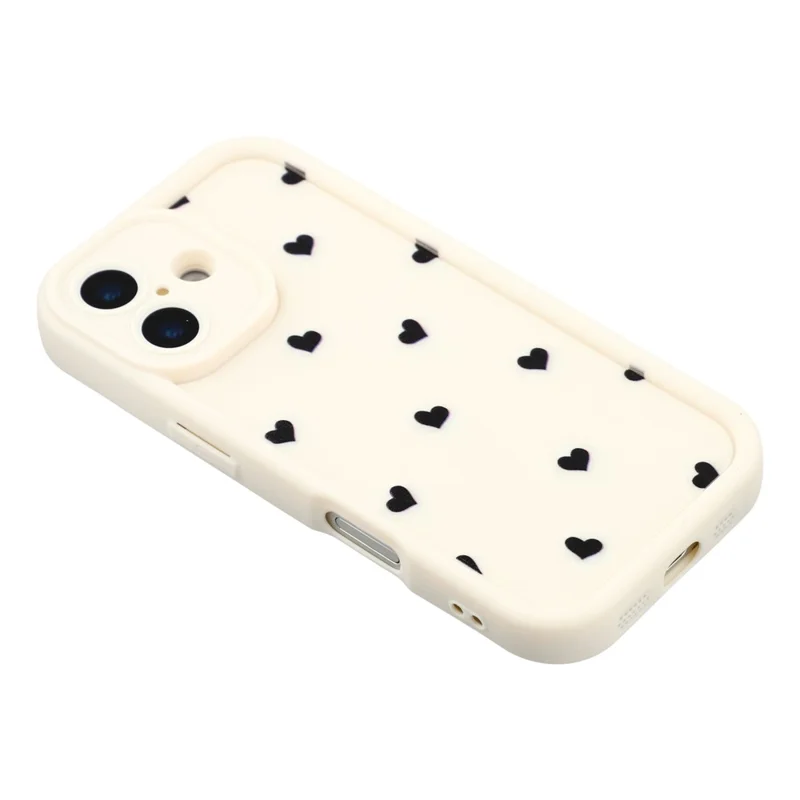 For iPhone 17 Case Heart Pattern TPU Phone Cover with Stepped Edge - White