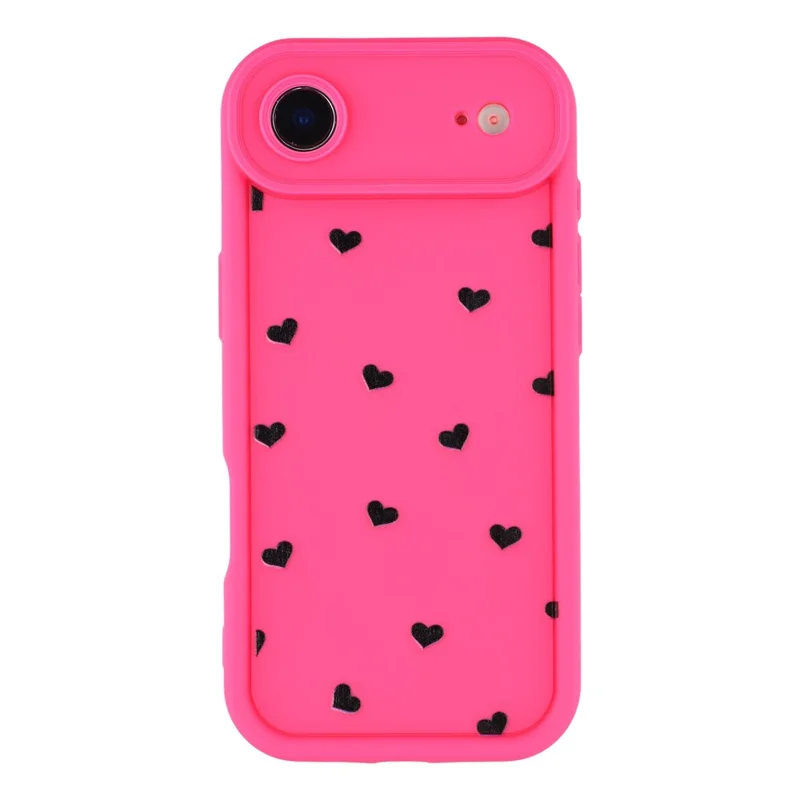For iPhone Air Case Heart Pattern TPU Phone Cover with Stepped Edge - Rose