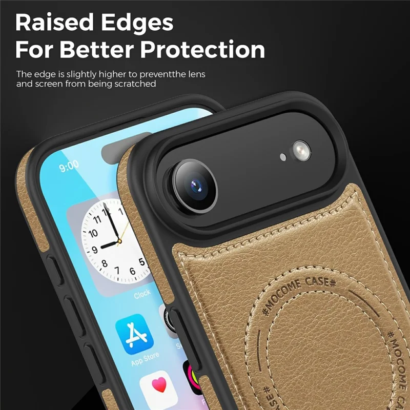 For iPhone Air Case Compatible with MagSafe Kickstand Leather Phone Back Cover - Desert Gold