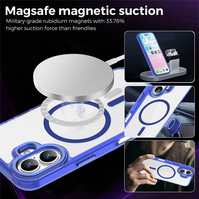 For iPhone 17 Case Compatible with MagSafe TPU+PC Transparent Phone Cover - Sapphire