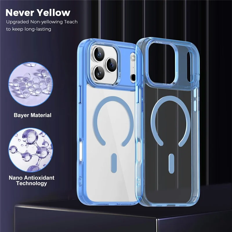 For iPhone 17 Pro Case Compatible with MagSafe TPU+PC Transparent Phone Cover - Blue