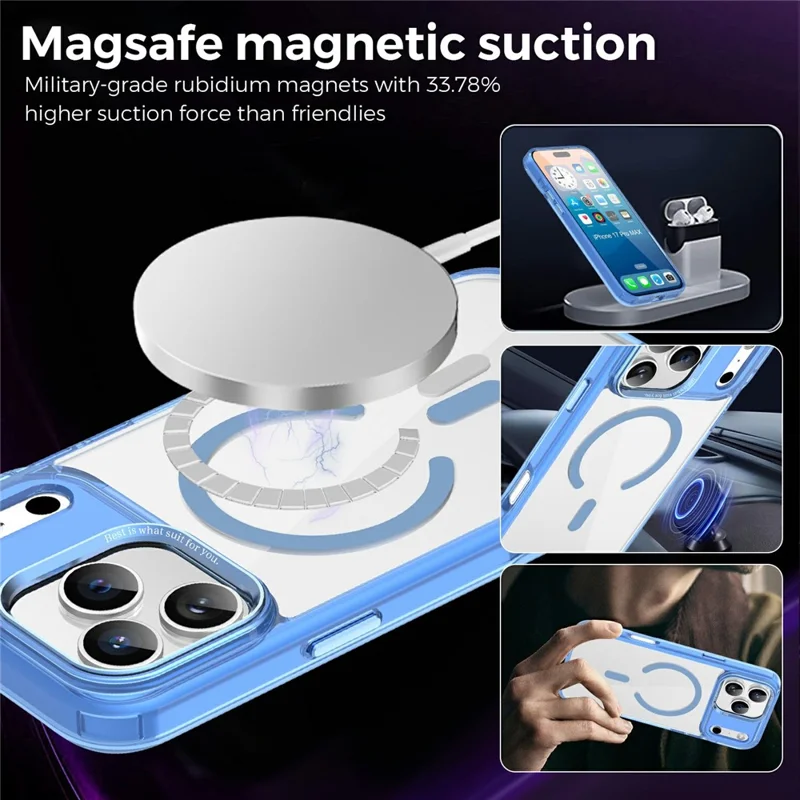 For iPhone 17 Pro Case Compatible with MagSafe TPU+PC Transparent Phone Cover - Blue