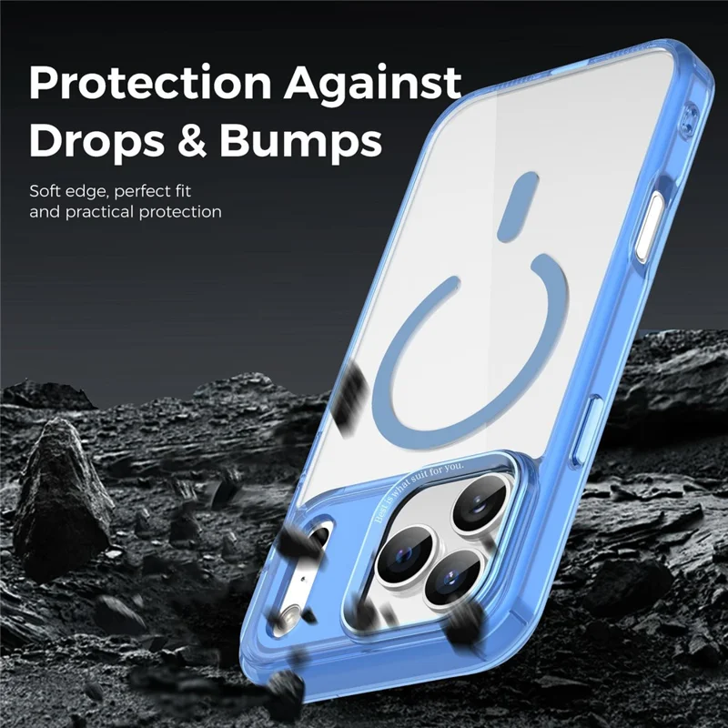For iPhone 17 Pro Case Compatible with MagSafe TPU+PC Transparent Phone Cover - Blue