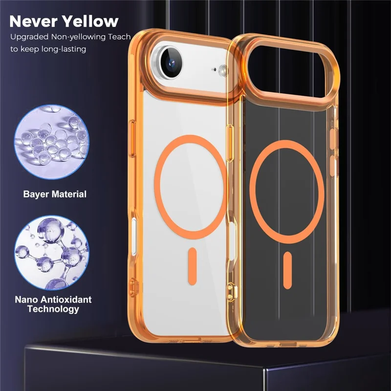 For iPhone Air Case Compatible with MagSafe TPU + PC Transparent Phone Cover - Transparent Orange