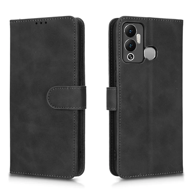 Telefonabdeckung Für Infinix Hot 12 Play 4G, Skin-touch Feeling Book Style PU Leder Brieftasche Mit Stand Feature - Schwarz
