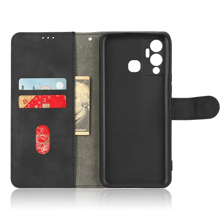 Telefonabdeckung Für Infinix Hot 12 Play 4G, Skin-touch Feeling Book Style PU Leder Brieftasche Mit Stand Feature - Schwarz
