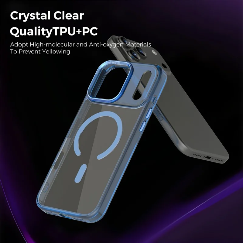 For iPhone 17 Pro Max Case Compatible with MagSafe TPU+PC Transparent Phone Cover - Blue