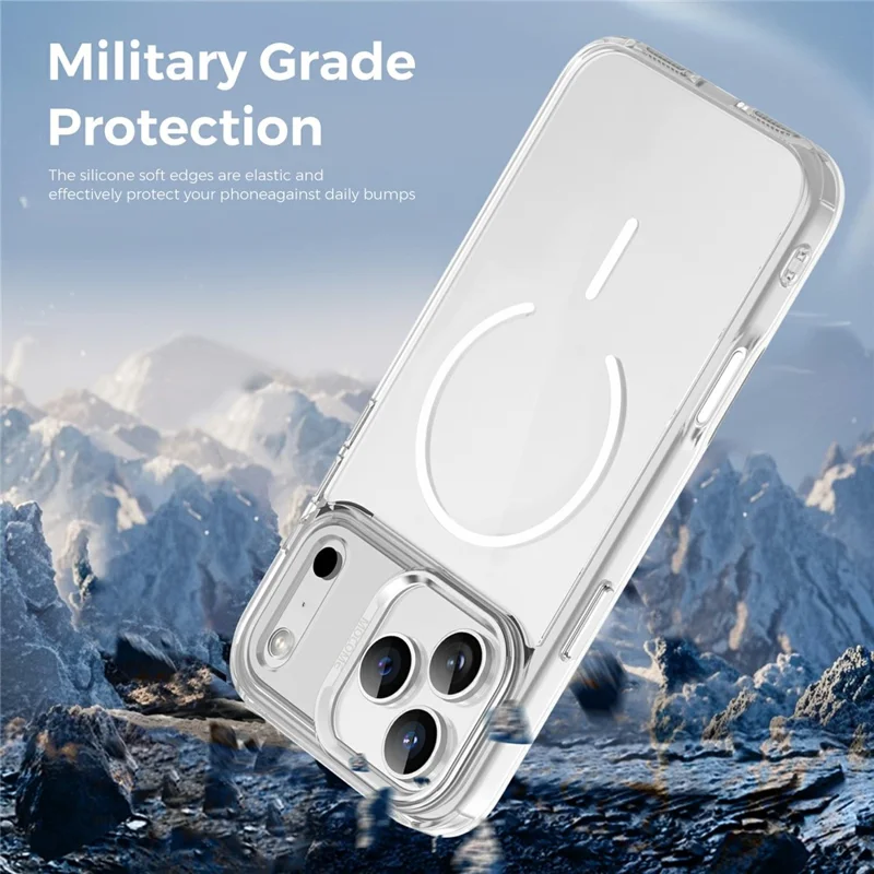 For iPhone 17 Pro Magnetic Case Compatible with MagSafe TPU PC Clear Phone Cover - Transparent