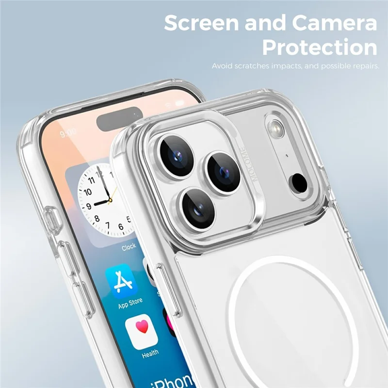 For iPhone 17 Pro Magnetic Case Compatible with MagSafe TPU PC Clear Phone Cover - Transparent