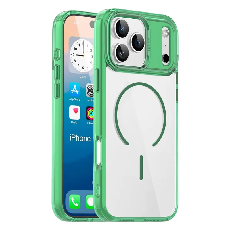 For iPhone 17 Pro Magnetic Case Compatible with MagSafe TPU PC Clear Phone Cover - Transparent Green