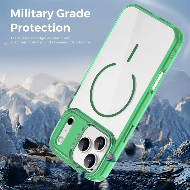 For iPhone 17 Pro Magnetic Case Compatible with MagSafe TPU PC Clear Phone Cover - Transparent Green