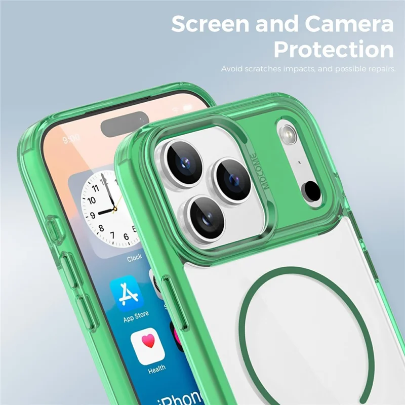 For iPhone 17 Pro Magnetic Case Compatible with MagSafe TPU PC Clear Phone Cover - Transparent Green