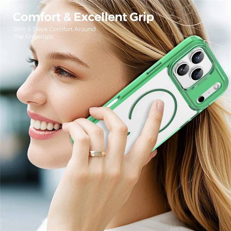 For iPhone 17 Pro Magnetic Case Compatible with MagSafe TPU PC Clear Phone Cover - Transparent Green