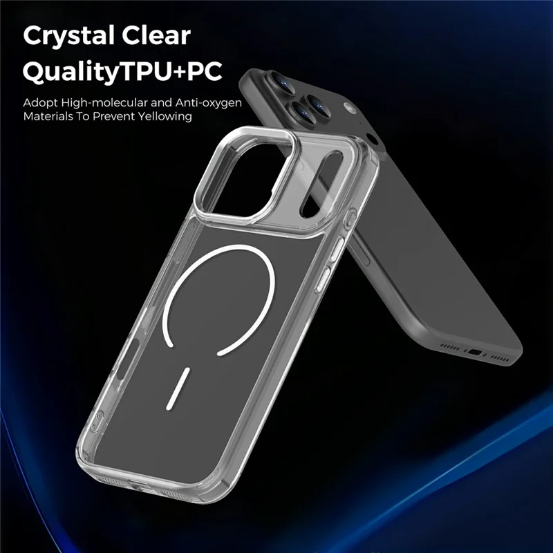 For iPhone 17 Pro Max Magnetic Case Compatible with MagSafe TPU PC Clear Phone Cover - Transparent