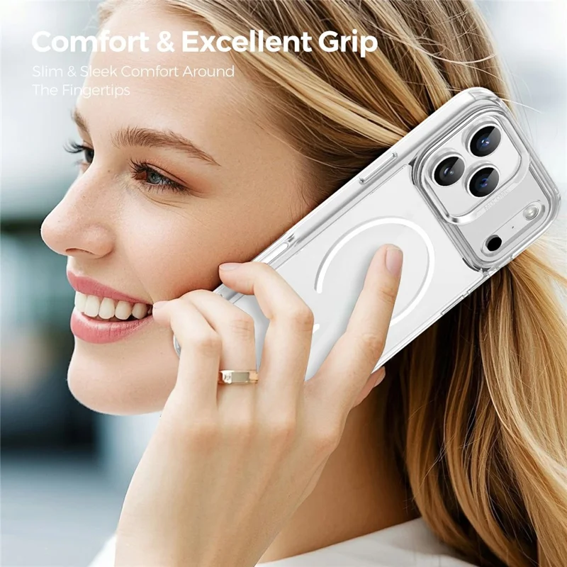 For iPhone 17 Pro Max Magnetic Case Compatible with MagSafe TPU PC Clear Phone Cover - Transparent