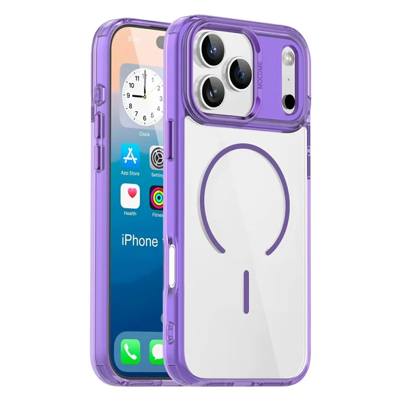 For iPhone 17 Pro Max Magnetic Case Compatible with MagSafe TPU PC Clear Phone Cover - Transparent Purple