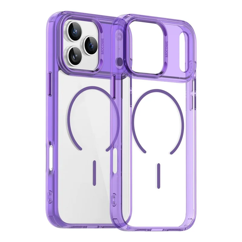 For iPhone 17 Pro Max Magnetic Case Compatible with MagSafe TPU PC Clear Phone Cover - Transparent Purple