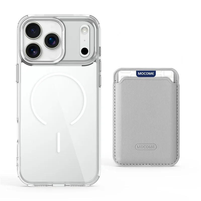 For iPhone 17 Pro Magnetic Case Compatible with MagSafe TPU + PC Phone Cover with Card Bag - Transparent