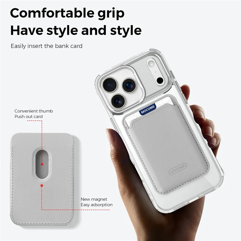 For iPhone 17 Pro Magnetic Case Compatible with MagSafe TPU + PC Phone Cover with Card Bag - Transparent