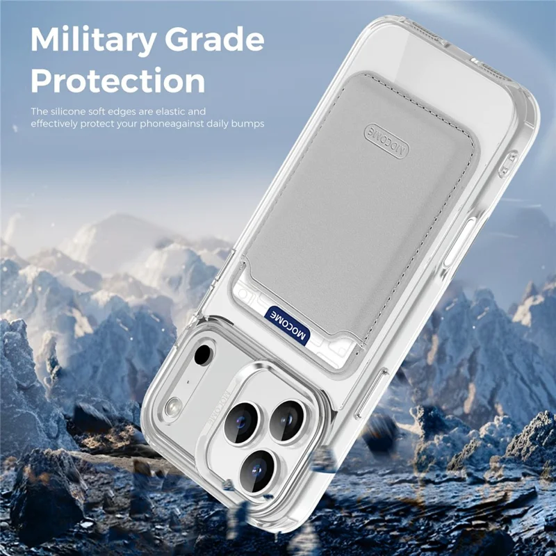For iPhone 17 Pro Magnetic Case Compatible with MagSafe TPU + PC Phone Cover with Card Bag - Transparent