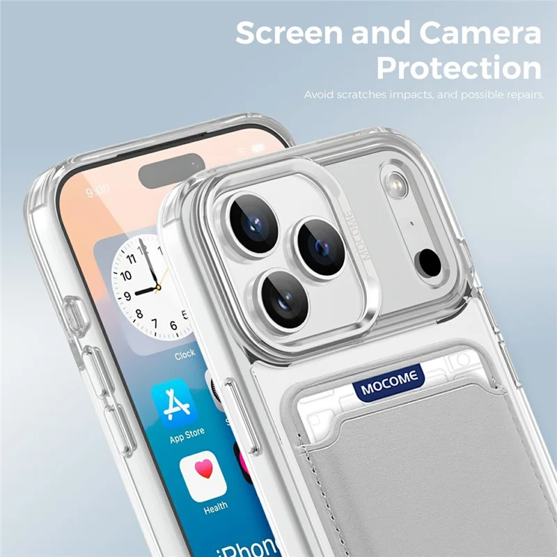 For iPhone 17 Pro Magnetic Case Compatible with MagSafe TPU + PC Phone Cover with Card Bag - Transparent