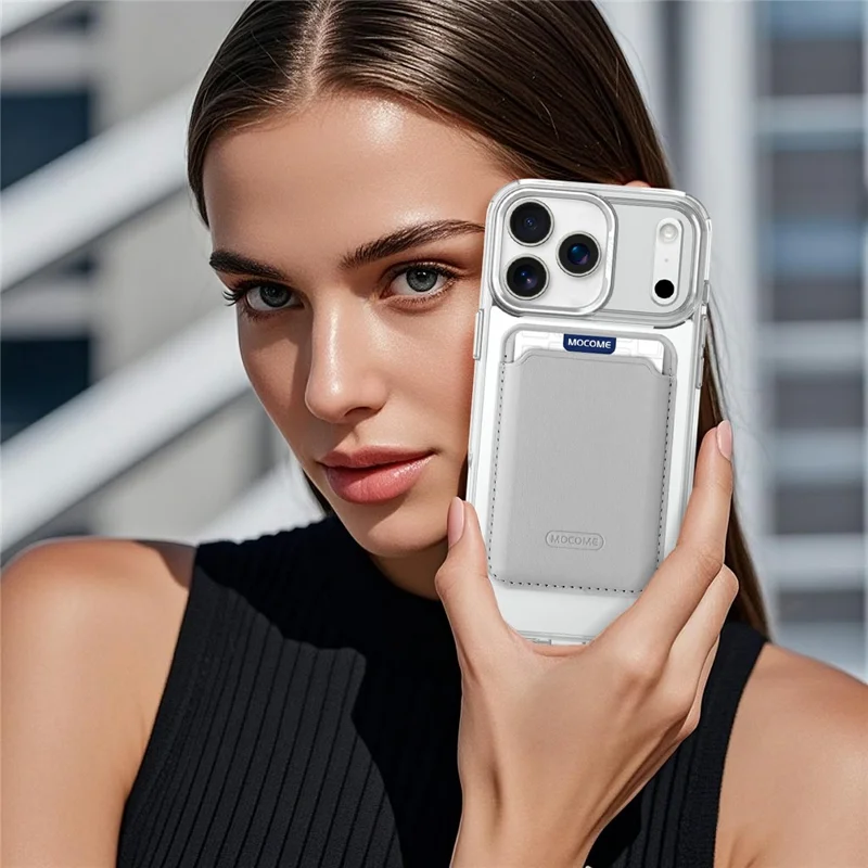 For iPhone 17 Pro Max Magnetic Case Compatible with MagSafe TPU + PC Phone Cover with Card Bag - Transparent