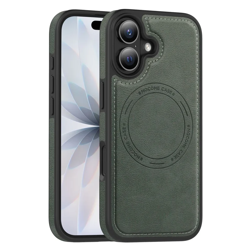 For iPhone 17 Case Compatible with MagSafe Leather Back Phone Cover - Blackish Green