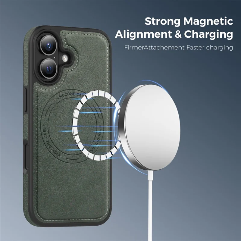 For iPhone 17 Case Compatible with MagSafe Leather Back Phone Cover - Blackish Green