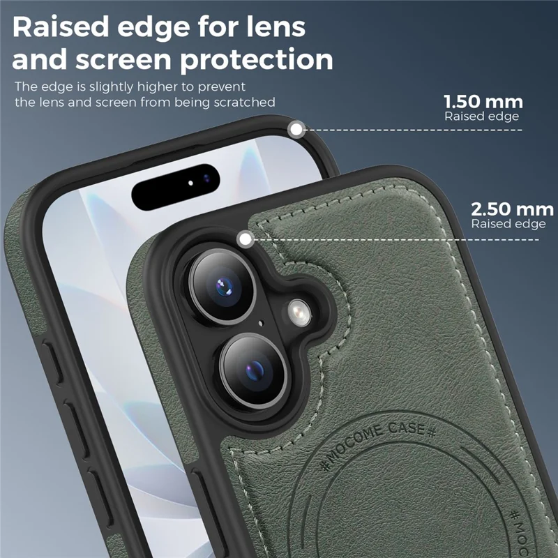 For iPhone 17 Case Compatible with MagSafe Leather Back Phone Cover - Blackish Green