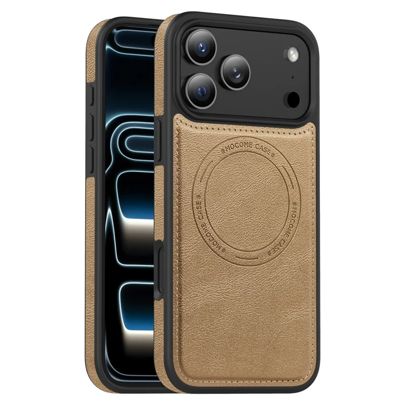 For iPhone 17 Pro Max Case Compatible with MagSafe Leather Back Phone Cover - Desert Gold