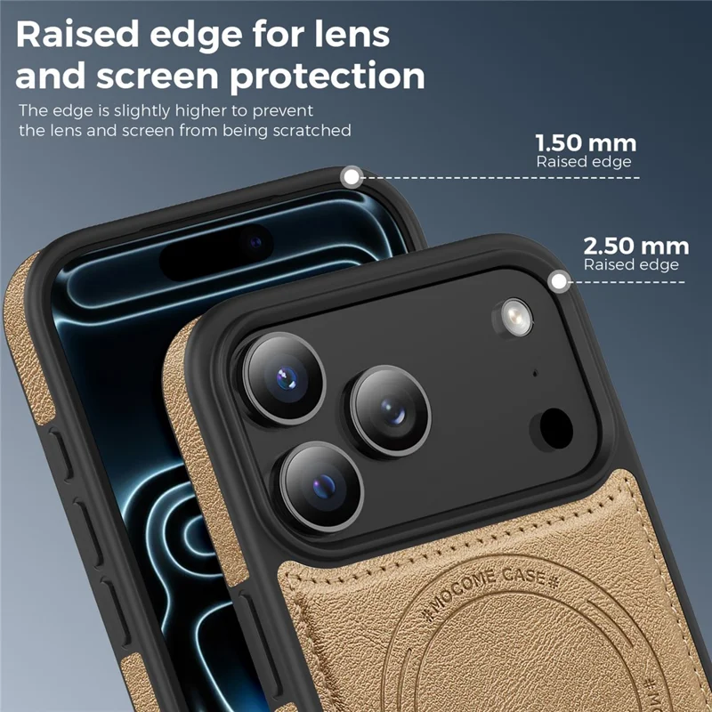 For iPhone 17 Pro Max Case Compatible with MagSafe Leather Back Phone Cover - Desert Gold