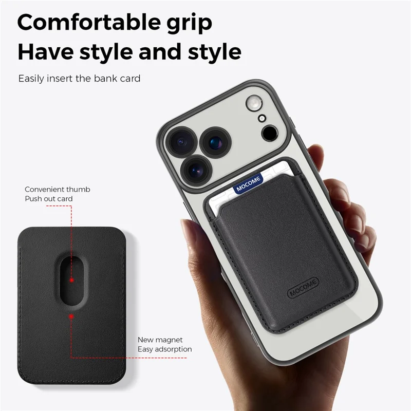 غطاء لهاتف iPhone 17 Pro Max متوافق مع MagSafe، غطاء محمول من مادة TPU + PC مع حقيبة بطاقات - أسود