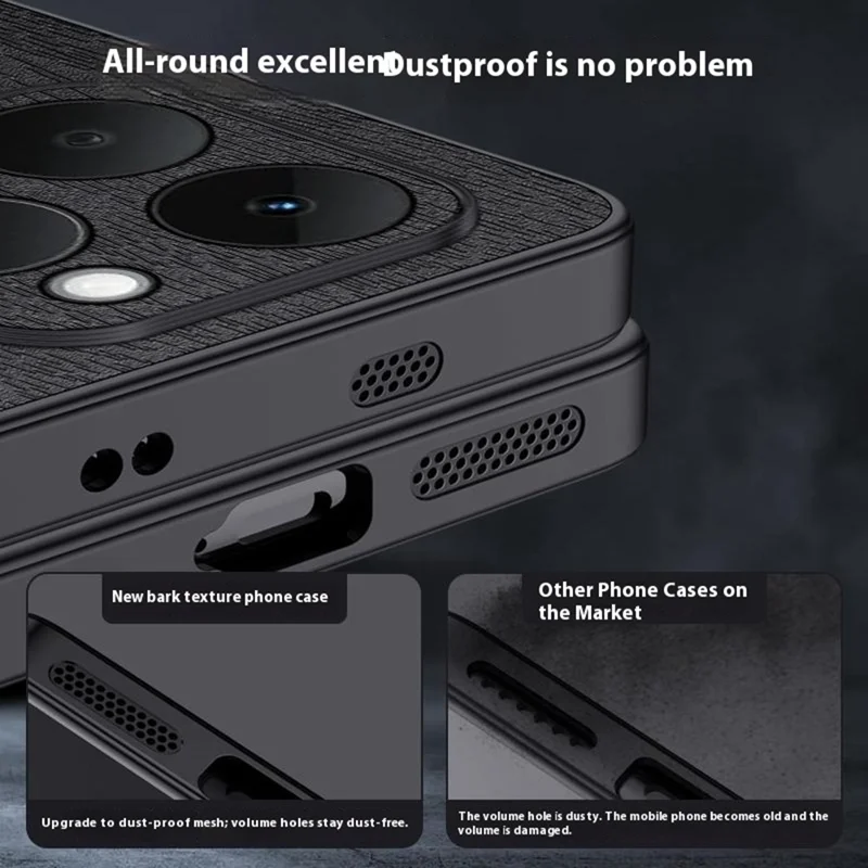 For Realme 15T 5G Case Wood Texture PU Leather Coated PC TPU Phone Cover - Black