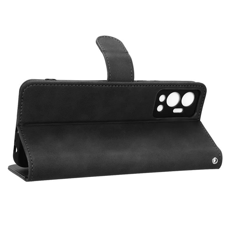 Phone Cover for Infinix Hot 12 4G, Bump Proof Skin-Touch Feeling PU Leather Wallet Case with Stand Feature - Black