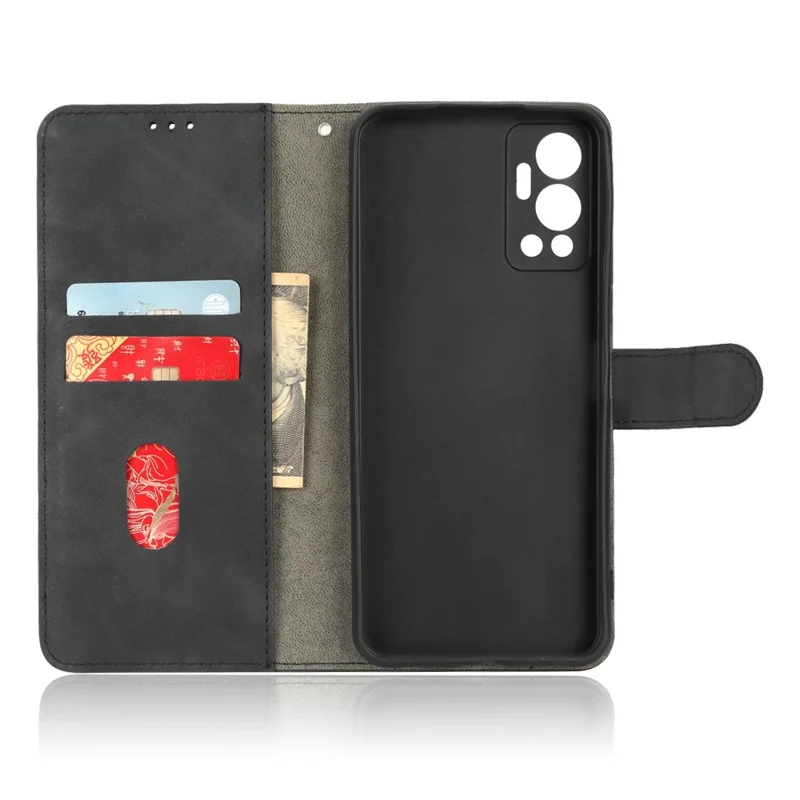 Phone Cover for Infinix Hot 12 4G, Bump Proof Skin-Touch Feeling PU Leather Wallet Case with Stand Feature - Black