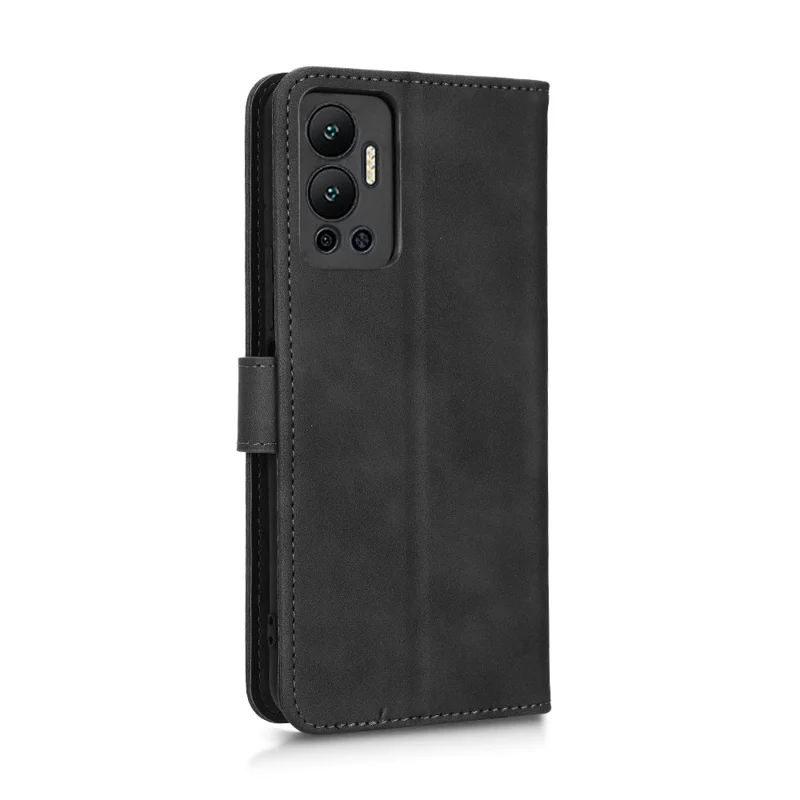Phone Cover for Infinix Hot 12 4G, Bump Proof Skin-Touch Feeling PU Leather Wallet Case with Stand Feature - Black