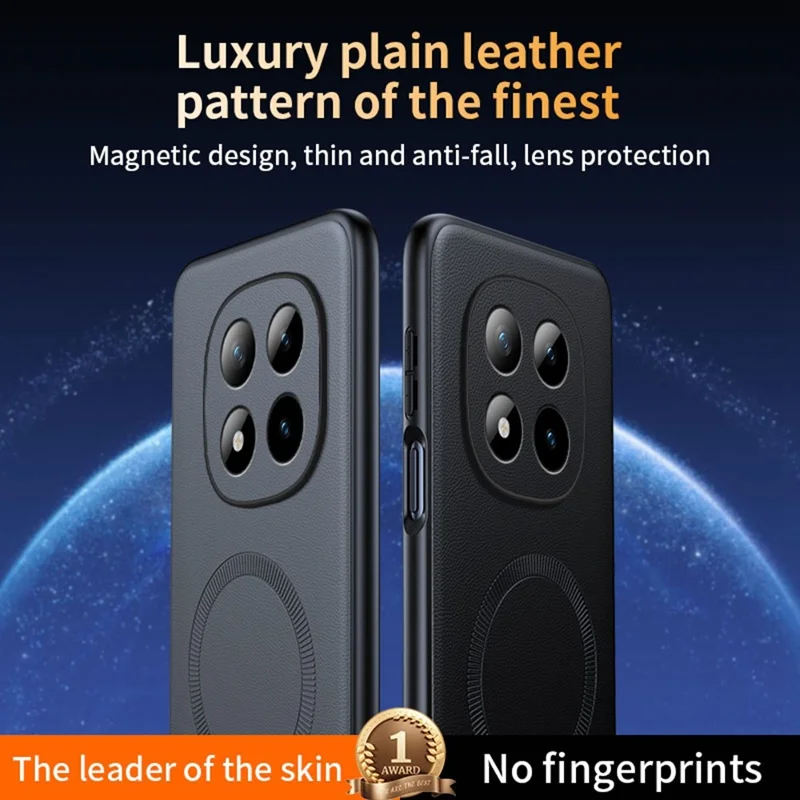 For Xiaomi Poco M8 Pro 5G / Redmi Note 15 Pro+ 5G (Global) Magnetic Case Leather Coated TPU + PC Phone Cover - Black