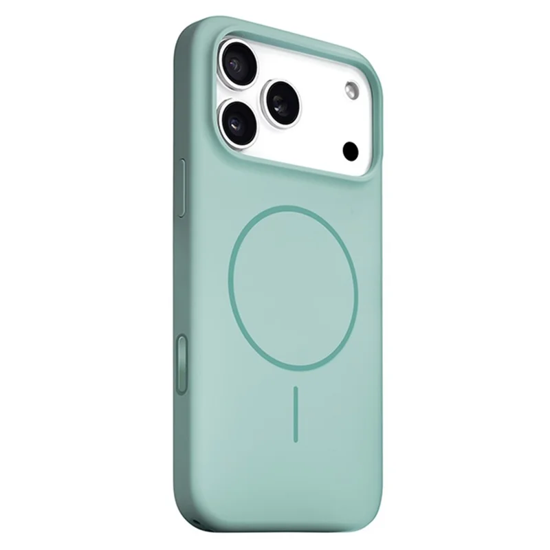 Capa para iPhone 17 Pro Max Compatível com MagSafe Capa de Silicone Líquido para Telefone com Orifício para Cordão / Botão de IA - Verde