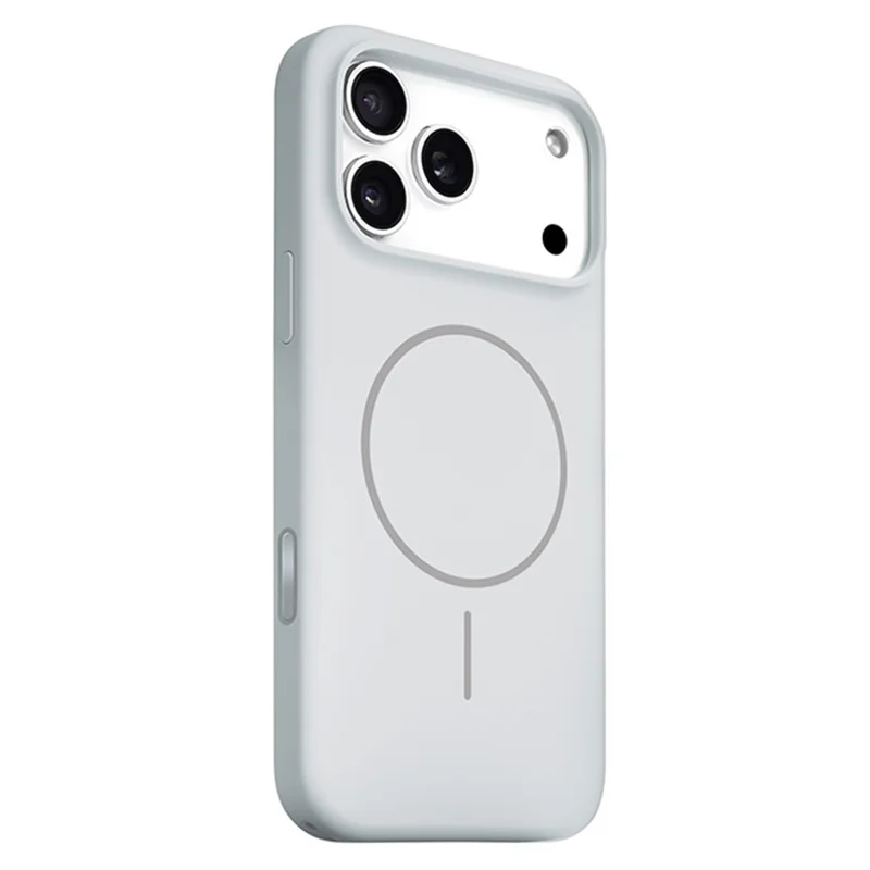 For iPhone 17 Pro Max Liquid Silicone Case Compatible with MagSafe Phone Cover with Lanyard Hole / AI Button - White