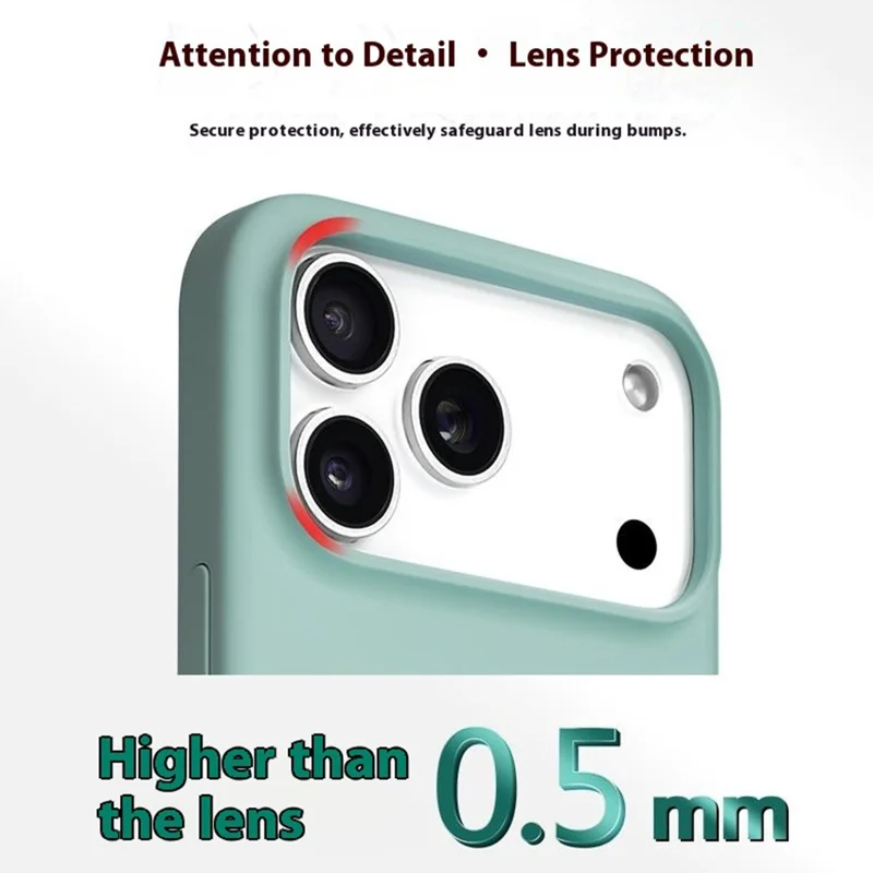 For iPhone 17 Pro Liquid Silicone Case Compatible with MagSafe Phone Cover with Lanyard Hole / AI Button - Green