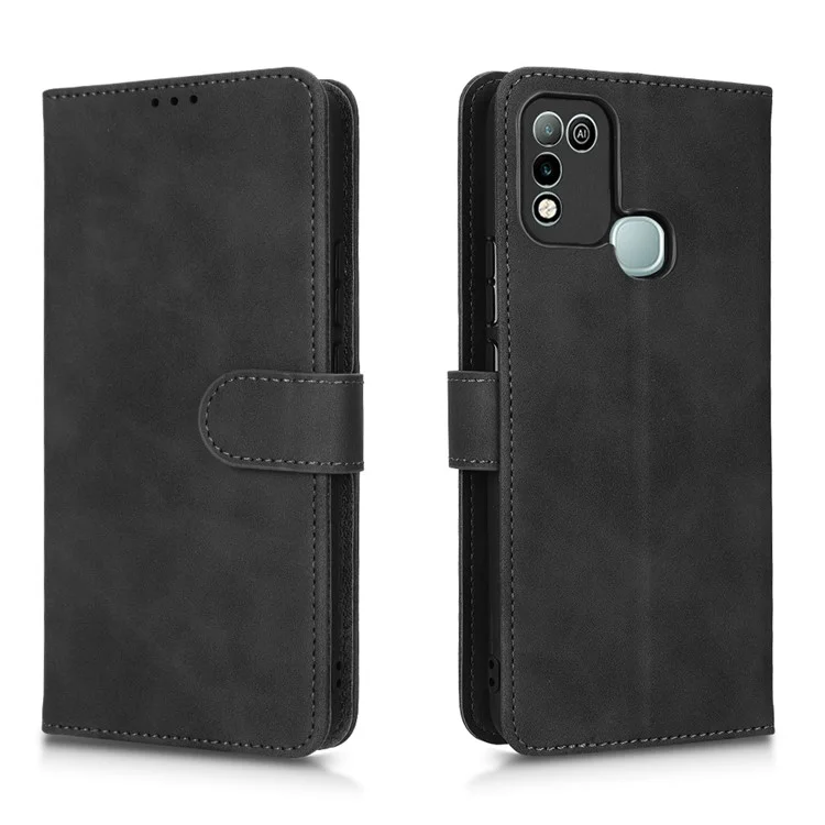 Telefonabdeckung Für Infinix Hot 10 Play, Kollisionsbeständige Hauttouch Feel PU Leder Brieftasche Mit Ständer Feature - Schwarz