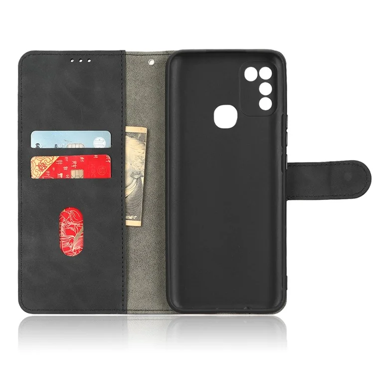 Telefonabdeckung Für Infinix Hot 10 Play, Kollisionsbeständige Hauttouch Feel PU Leder Brieftasche Mit Ständer Feature - Schwarz