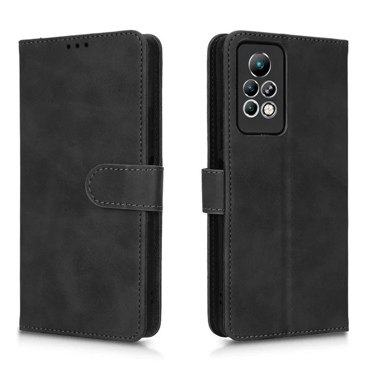 Funda de teléfono para Infinix Note 11 Pro, funda de cartera de piel sintética con sensación de toque de piel y soporte - Negro
