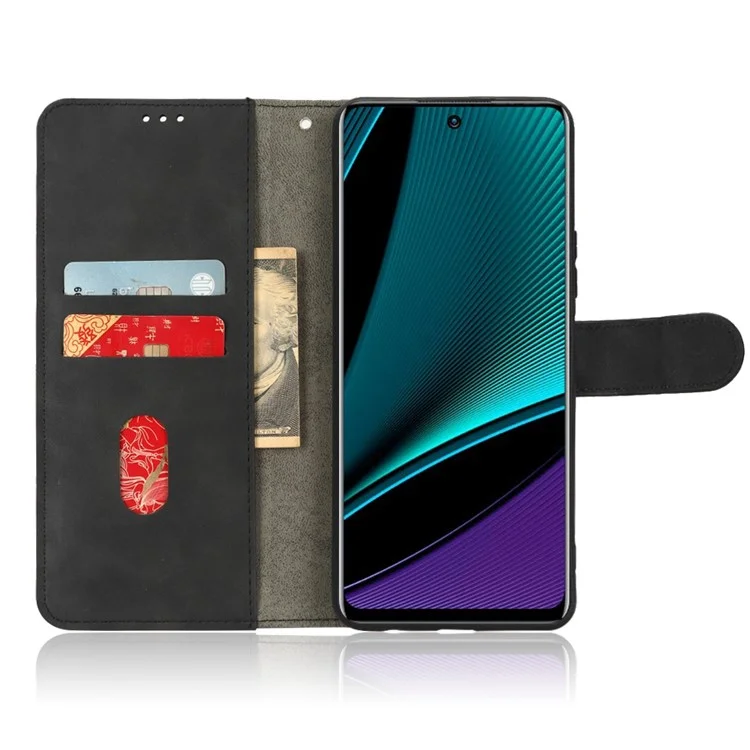 Funda de teléfono para Infinix Note 11 Pro, funda de cartera de piel sintética con sensación de toque de piel y soporte - Negro