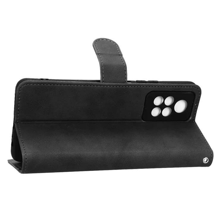 Funda de teléfono para Infinix Note 11 Pro, funda de cartera de piel sintética con sensación de toque de piel y soporte - Negro