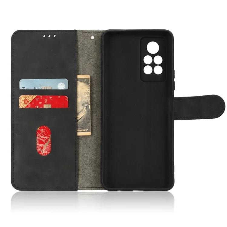 Funda de teléfono para Infinix Note 11 Pro, funda de cartera de piel sintética con sensación de toque de piel y soporte - Negro