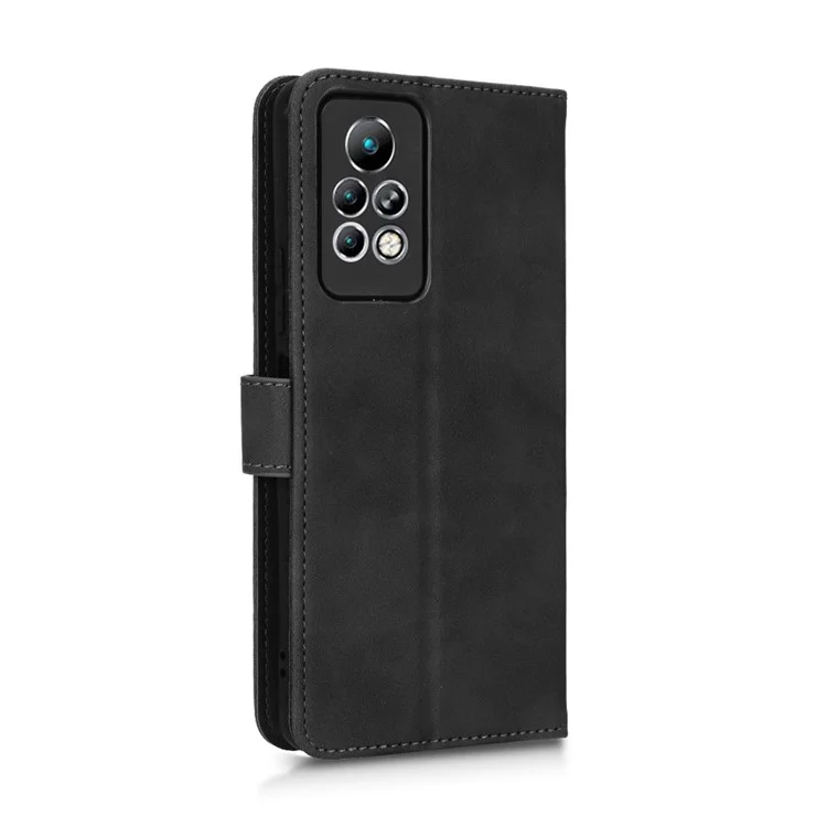 Funda de teléfono para Infinix Note 11 Pro, funda de cartera de piel sintética con sensación de toque de piel y soporte - Negro