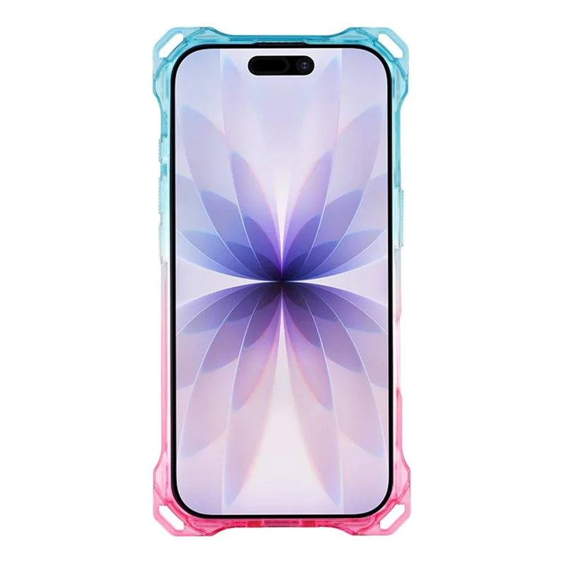 For iPhone 17 Magnetic Case Ring Kickstand TPU + PC Phone Cover - Gradient Blue / Pink