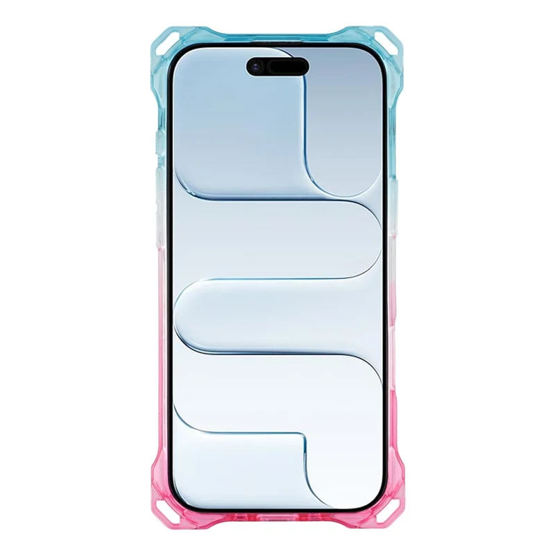 For iPhone Air Magnetic Case Ring Kickstand TPU + PC Phone Cover - Gradient Blue / Pink